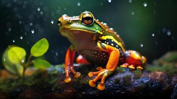 Colorful frog in the rainy forest photo