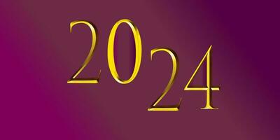 Happy New Year 2024. Golden numbers 2024 on a lilac burgundy background. Vector background for poster, banner, congratulation. EPS10