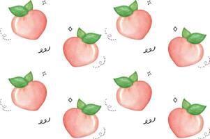 Watercolor pink Peach Pattern Seamless Background Design isolated on white background vector