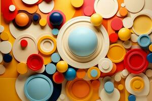 colorful clay balls frame creative art for kids, Generative AI photo