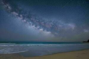 Beautiful Milky Way at the beach. AI Generative Pro Photo