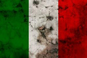 Italy flag on old wall. Patriotic grunge background. National flag of Italy photo