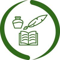 icono de vector de pluma y libro único