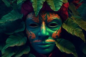 Painted mask plants. Generate Ai photo