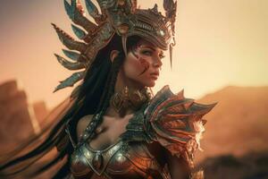 Female warrior goddess. Generate Ai photo