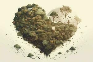 Heart forest shape. Generate Ai photo