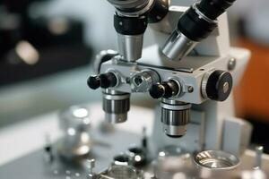 Laboratory Microscope. Scientific and healthcare research background. Generative AI photo