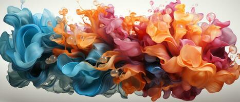 Digital abstract background with colorful ink in water. 3d rendering. AI Generated. photo