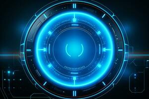 Cool futuristic flare with lit blue circles Science fiction background ai generative photo