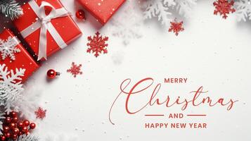 beautiful composition with Christmas ornaments on a white background photo