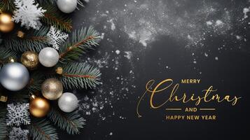 christmas and new year background concept made with christmas decoration ornaments photo