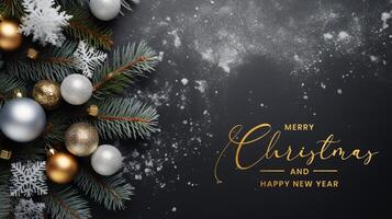 christmas and new year background concept made with christmas decoration ornamentsAI Generative photo