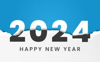 2024 Happy New Year Background Design with torn paper. Greeting Card, Banner, Poster. Vector Illustration.