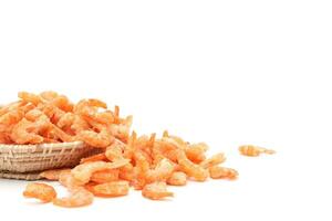 natural seafood dried shrimp Traditional orange red color isolated on white background. photo