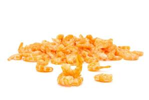 natural seafood dried shrimp Traditional orange red color isolated on white background. photo