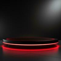 3d rendered red technology podium empty stage ai generative photo