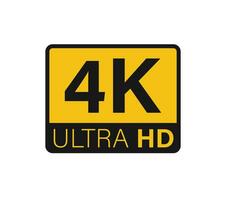 Ultra hd and 4k symbol, 4k uhd tv sign of high definition monitor display resolution standart concept on white background flat vector illustration.