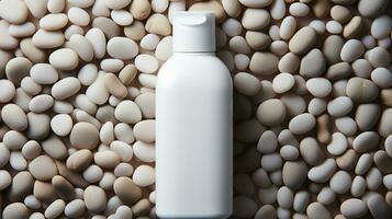 skin care product bottle, shampoo, lotion, with neural background AI Generative photo