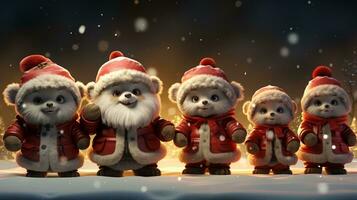 alegre Navidad 3d prestados Papa Noel claus con familia ai generativo foto