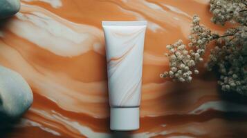 skin care facewash bottle on neural background AI Generative photo