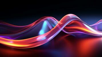 3d abstract iridescent wavy background. vibrant liquid reflection surface. neon holographic fluid distortion AI Generative photo