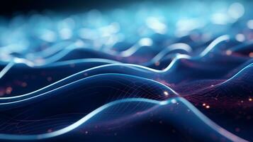 3d abstract iridescent wavy background. vibrant liquid reflection surface. neon holographic fluid distortion AI Generative photo