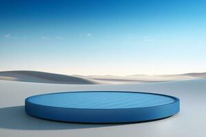 3d rendered podium empty stage in desert ai generative photo