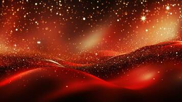 Red Christmas Background with Golden Glitter AI Generative photo