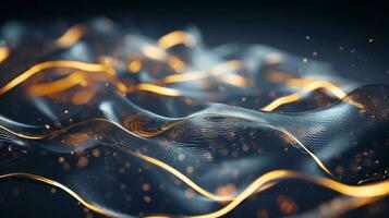 3d abstract iridescent metallic wavy background. vibrant liquid reflection surface. neon holographic fluid distortion AI Generative photo