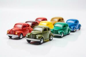 Toys and car on isolated White background ai generative photo