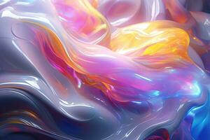 Realistic Metallic holographic iridescent gradient background ai generative photo