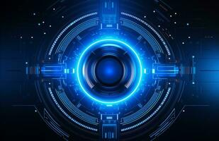 Cool futuristic flare with lit blue circles Science fiction background ai generative photo