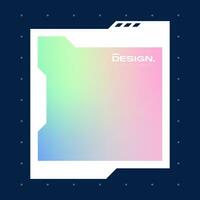 Futuristic square gradient background. Social media frame vector illustration.