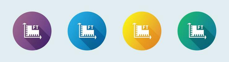 Size solid icon in flat design style. Ruler signs vector illustration.