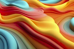 Abstract 3D Render. Colorful Background Design with Soft, Wavy Waves. Modern Abstract Wave Background. AI Generative photo