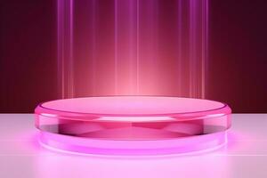3d rendered realistic pink podium empty stage ai generative photo