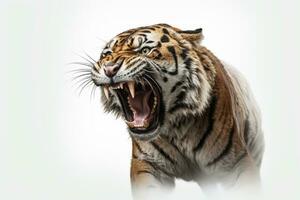 Tiger on isolated White background ai generative photo