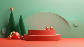 3d rendered Christmas theme podium empty stage ai generative photo