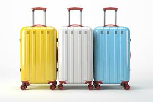 Travel Suit cases on isolated White background ai generative photo