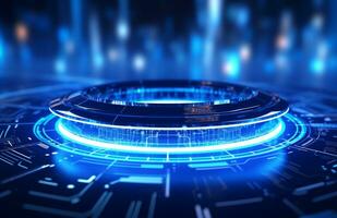 Cool futuristic flare with lit blue circles Science fiction background ai generative photo