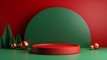 3d rendered Christmas theme podium empty stage ai generative photo