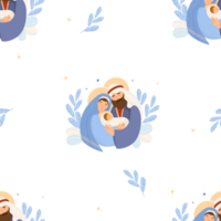 Merry Christmas seamless pattern. Holy family png