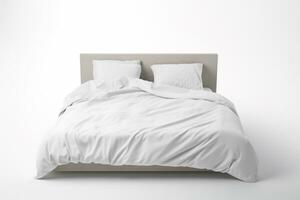 Bed on isolated White background ai generative photo