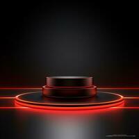 3d rendered red technology podium empty stage ai generative photo