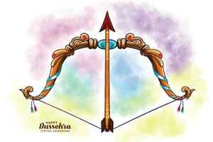 Happy dussehra bow and arrow festival greeting card background vector