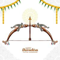 Happy dussehra bow and arrow festival greeting card background vector