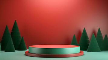 3d rendered Christmas theme podium empty stage ai generative photo