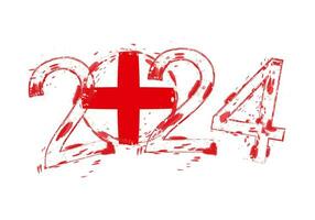 2024 Year in grunge style with flag of England. vector