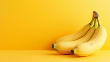 bananas on yellow pastel isolated background AI Generative photo