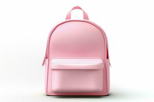 Pink school bag for girls on isolated White background ai generative photo